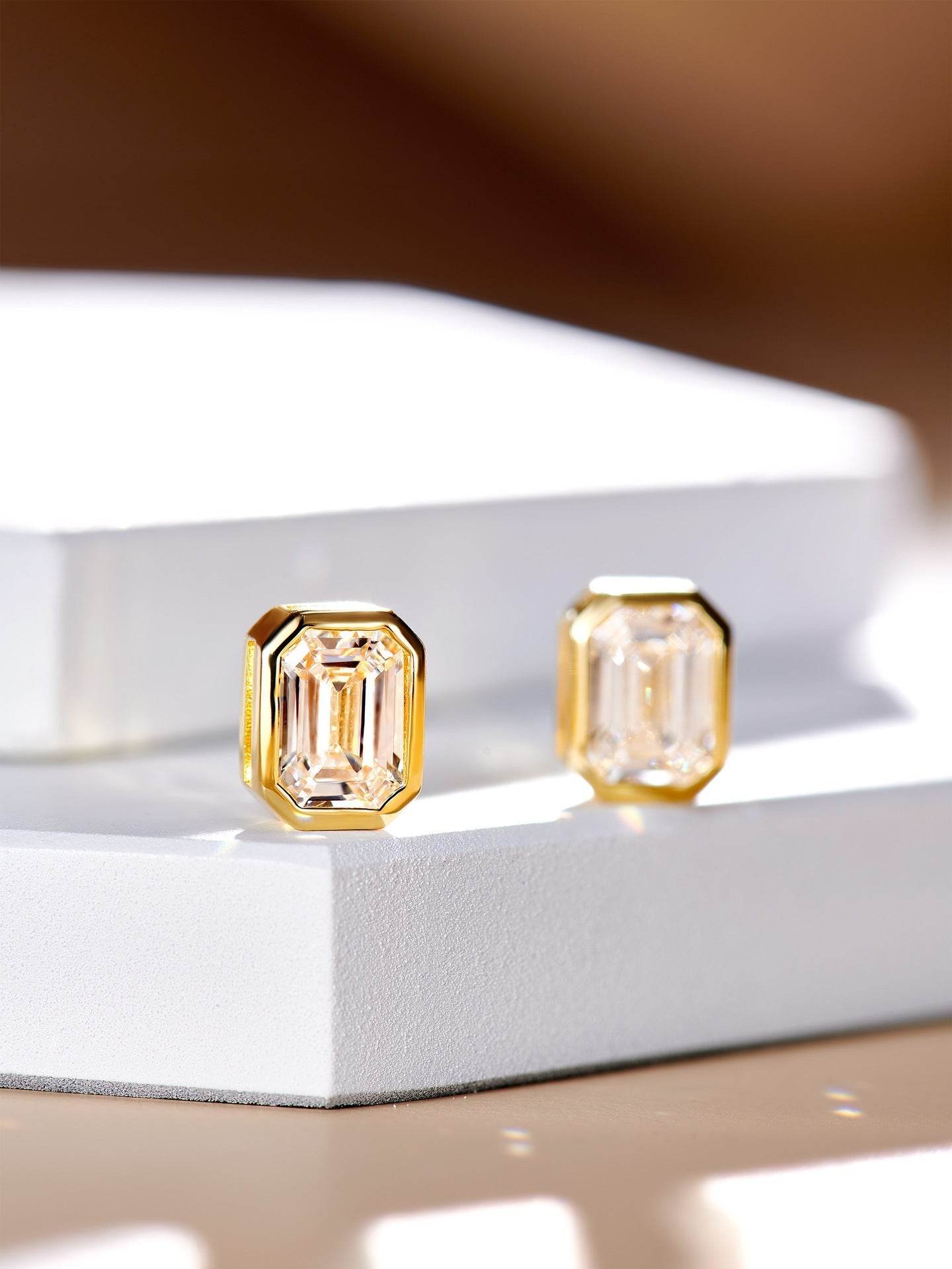 Retro 1 Carat Pagoda Stud Earrings – Rose Gold, Ladies Daily Jewelry ladys accessorys Distinguished Fine Apparel