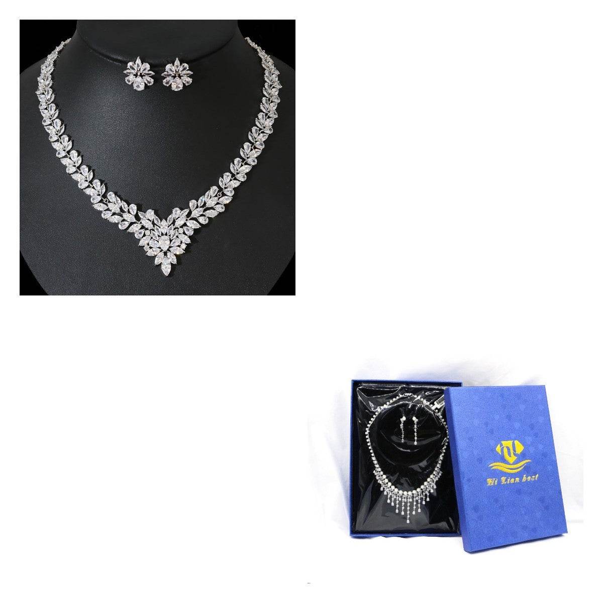 Fashion Ice Flower Zircon Jewelry Set - Sparkling Beauty with a Frosted Touch jewelry set Distinguished Fine Apparel White With box