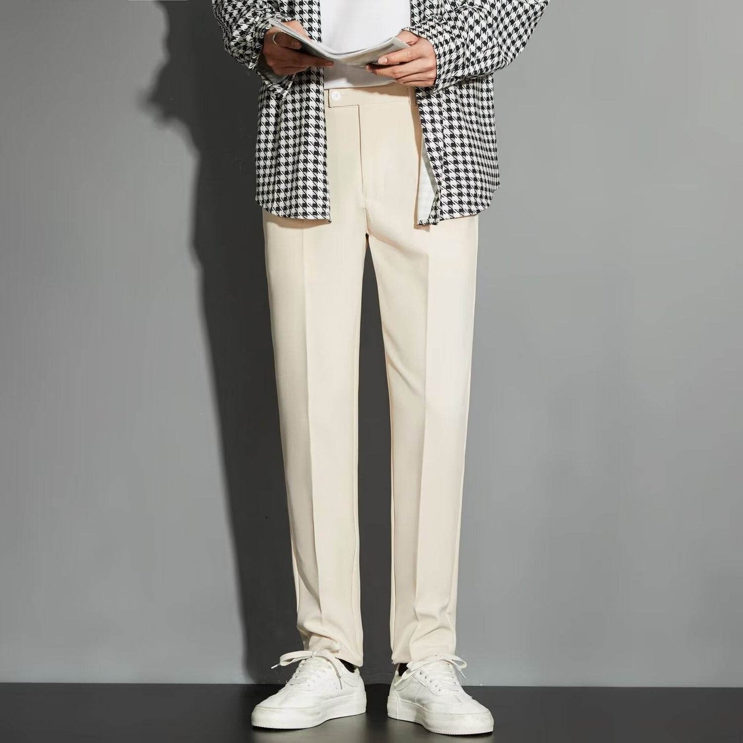 Gentlemen's Straight Cut Spring Casual Pants - Ankle-length Suit Pants gents pants Distinguished Fine Apparel Apricot 27