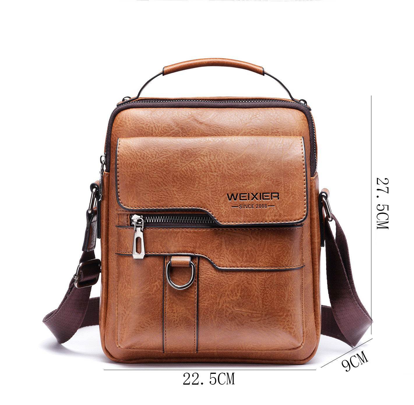 Men's Messenger Bag - Crossbody Bag Business Travel Casual Mens Bag Distinguished Fine Apparel Vertical Style Light Brown