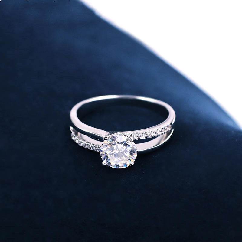 18K White Gold Moissanite Simulation Diamond Ring – Timeless Elegance for Women ladys ring Distinguished Fine Apparel