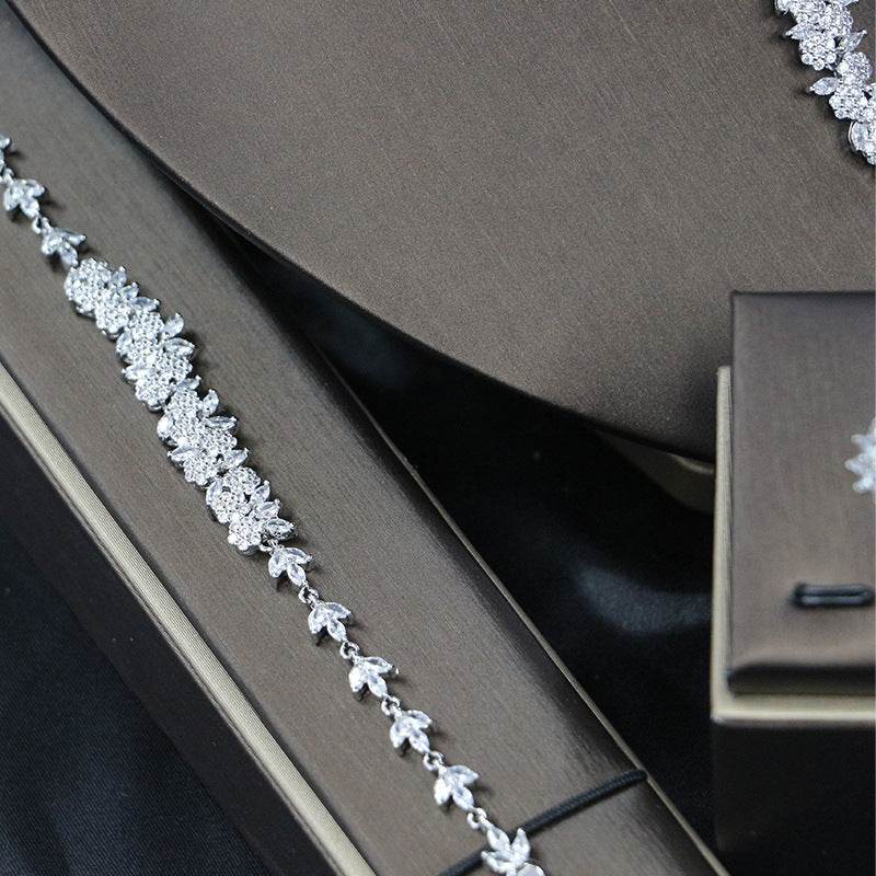 Elegant Rose Zircon Bridal Jewelry Set – 4-Piece Wedding & Evening Fashion jewelry set Distinguished Fine Apparel
