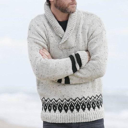 European And American Men's Long Sleeve Pullover Lapel gent top Distinguished Fine Apparel