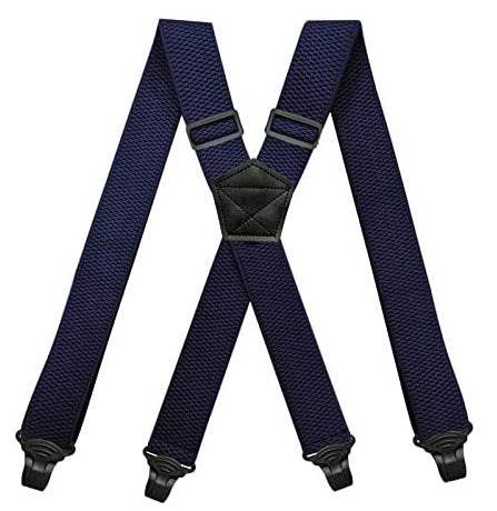 Men's Elastic Suspenders - Buckle Aviation Style Comfortable Support. formal wear Distinguished Fine Apparel Blue