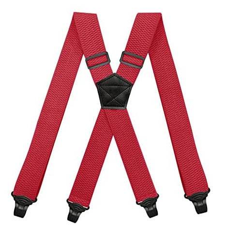 Men's Elastic Suspenders - Buckle Aviation Style Comfortable Support. formal wear Distinguished Fine Apparel Red
