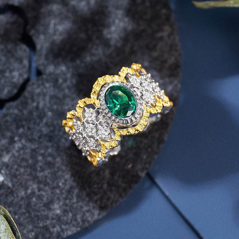 Temperament Two-Tone Gold Plated Pickaxe Ring – Bold Design, Subtle Statement ladys ring Distinguished Fine Apparel Green