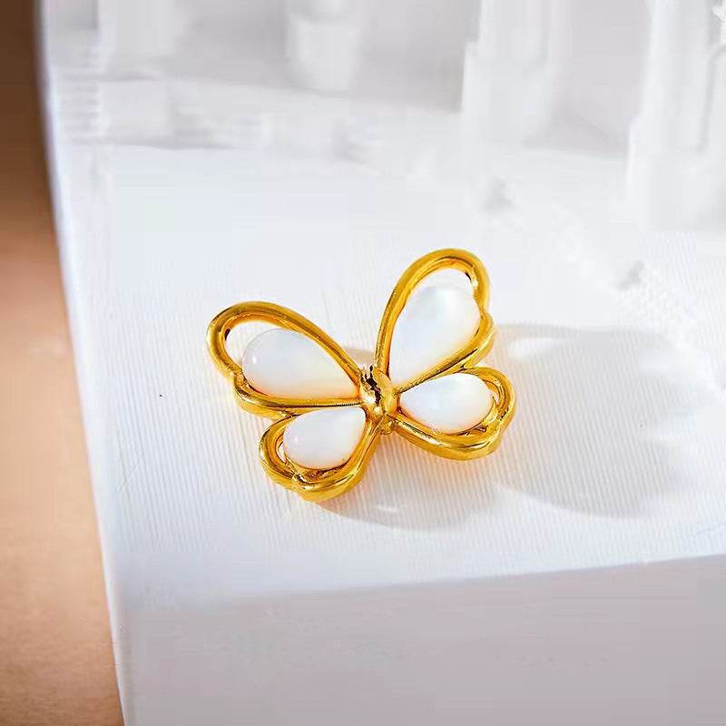 50% Off 18K Gold White Shell Butterfly Pendant – Elegant Niche Design Jewelry ladys accessorys Distinguished Fine Apparel