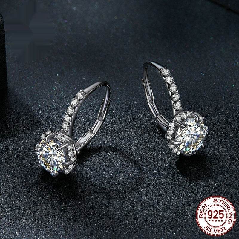 Ladies Sterling Silver Elegant Moissanite Earrings ladys accessorys Distinguished Fine Apparel