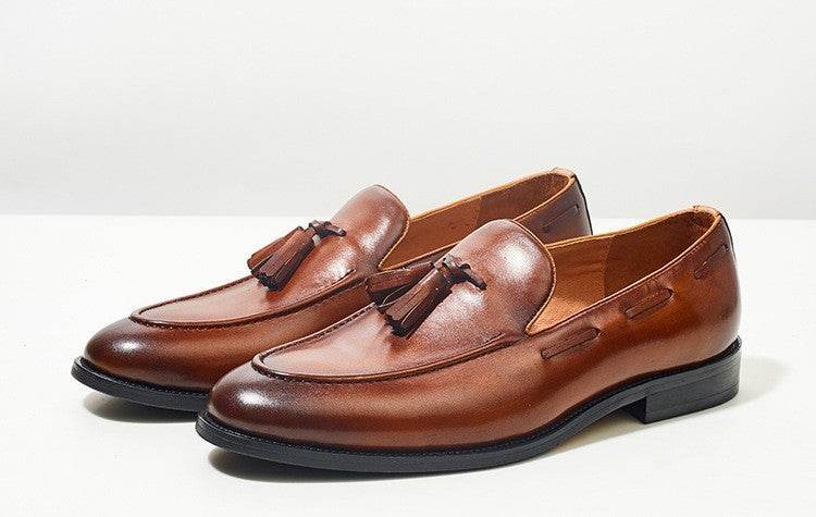 Men's Business Casual Handmade Genuine Leather Boat Shoes gents shoes Distinguished Fine Apparel Brown 38