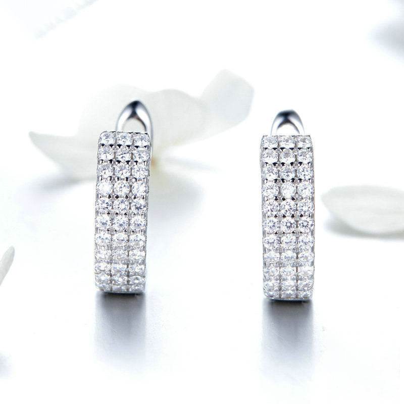 Ladies 925 Silver Zircon Sleeper Earrings ladys earrings Distinguished Fine Apparel
