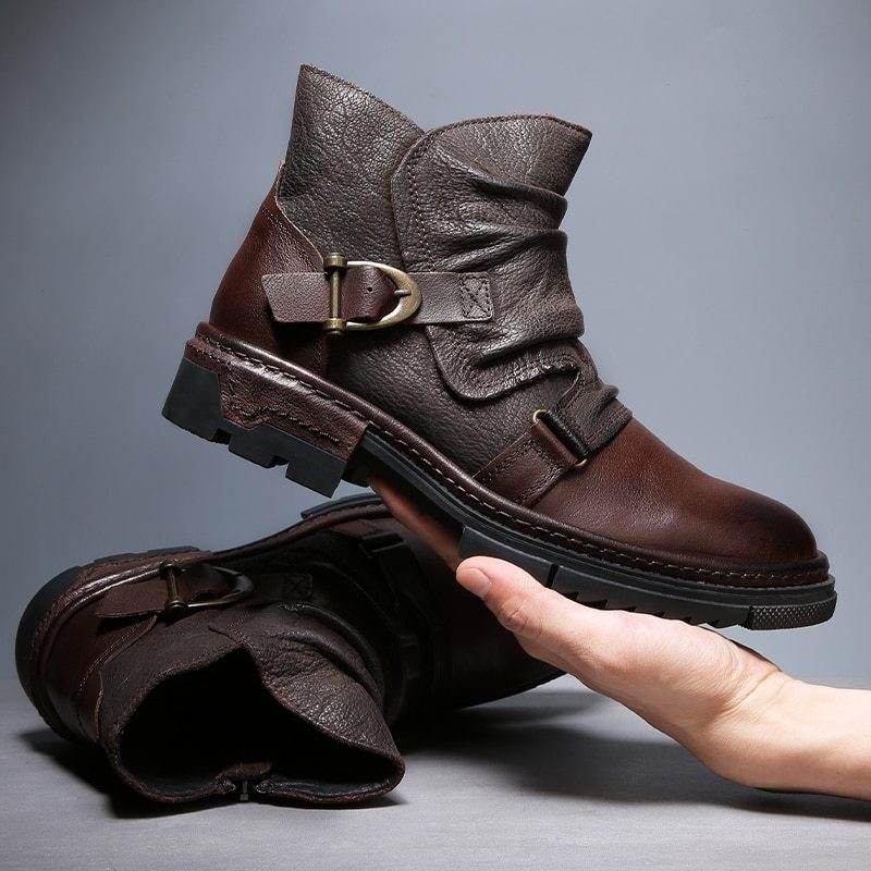 Steam Punk / Retro Wrinkle Genuine Leather Men's Boots gents shoes Distinguished Fine Apparel