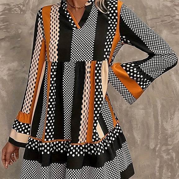 European And American Women's V-neck Dress - Modern Engaging Gorgeous ladys dresses Distinguished Fine Apparel