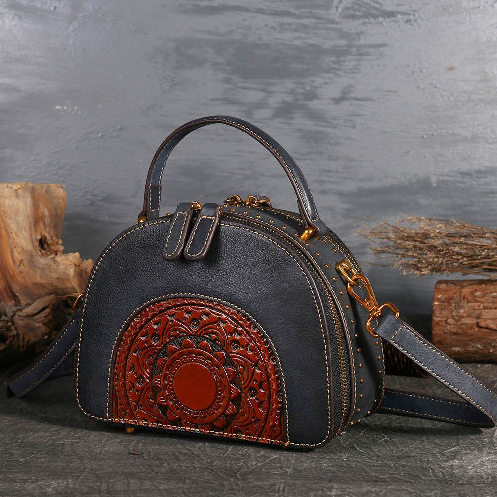 Vintage Leather Handbag - Functional Suede Leather ladys accessorys Distinguished Fine Apparel Graphite