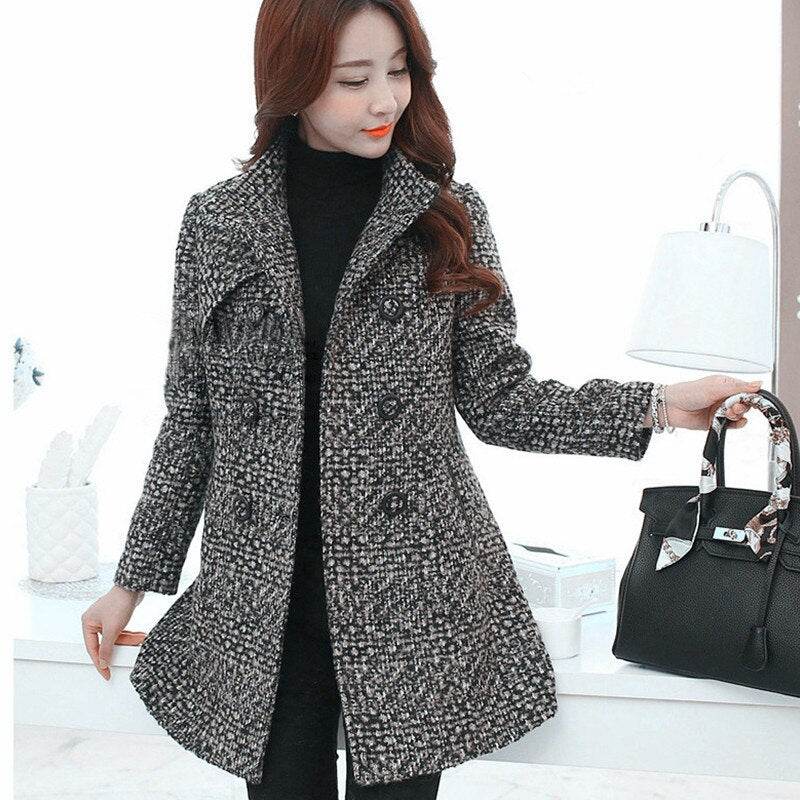 Thick Plaid woolen coat - Professional women's Over Coat ladys coats Distinguished Fine Apparel
