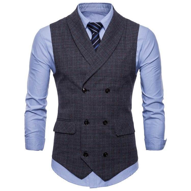 Distinguished Fine Apparel presents Check lapel Formal vest gents vest Distinguished Fine Apparel Dark grey M