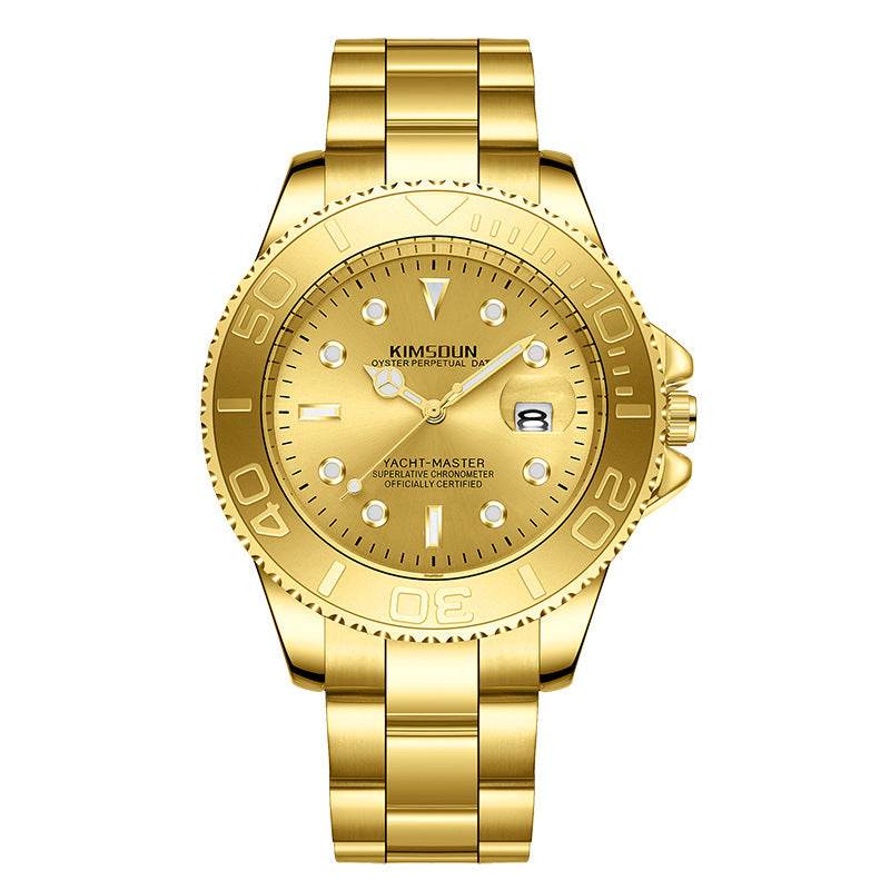 Gentleman's Fine Quality Luminous Waterproof Quartz Watch gents watches Distinguished Fine Apparel Gold Shell Gold Dial