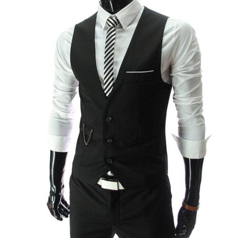 Men's Distinguished Formal Business Suit Vest mens vest Distinguished Fine Apparel Black M