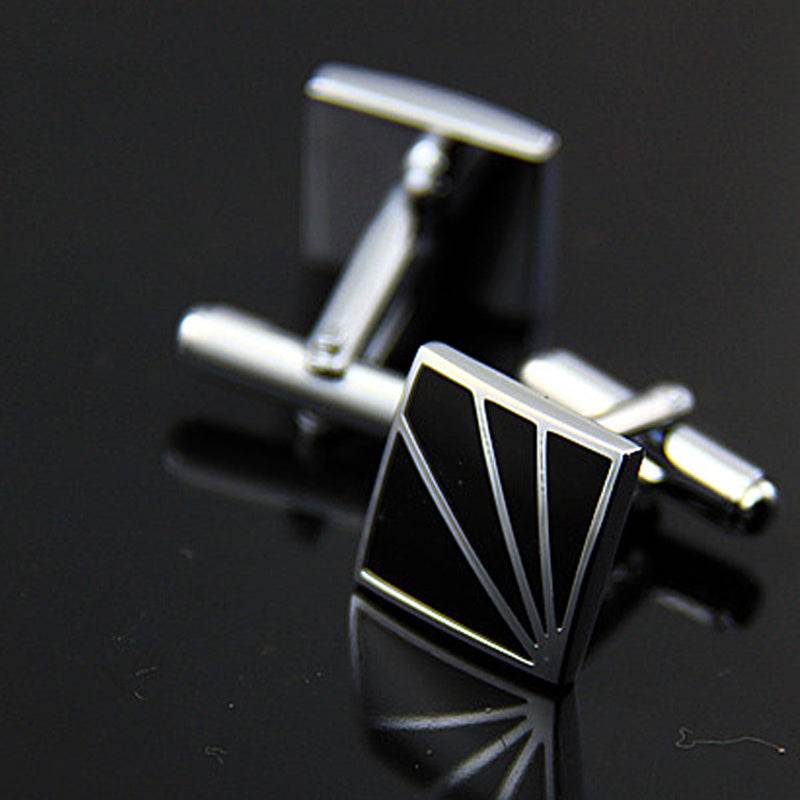 Men's Square Black Enamel White Steel Copper Cufflinks gents accessorys Distinguished Fine Apparel