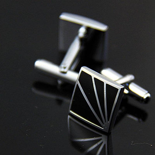 Men's Square Black Enamel White Steel Copper Cufflinks gents accessorys Distinguished Fine Apparel