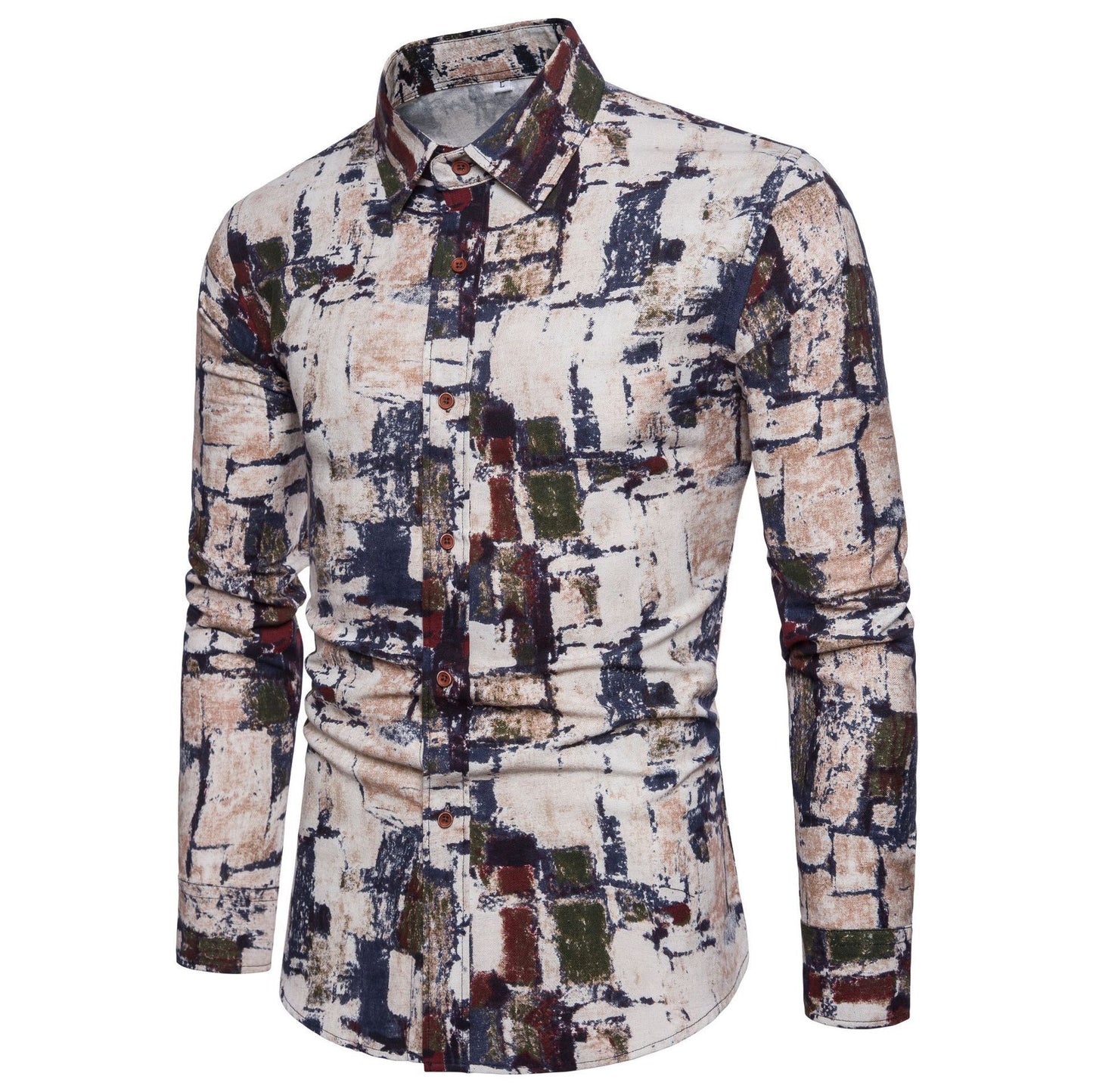 Men's Sophisticated Long Sleeve Cotton Flower Shirt Men's Shirts Distinguished Fine Apparel H 2XL