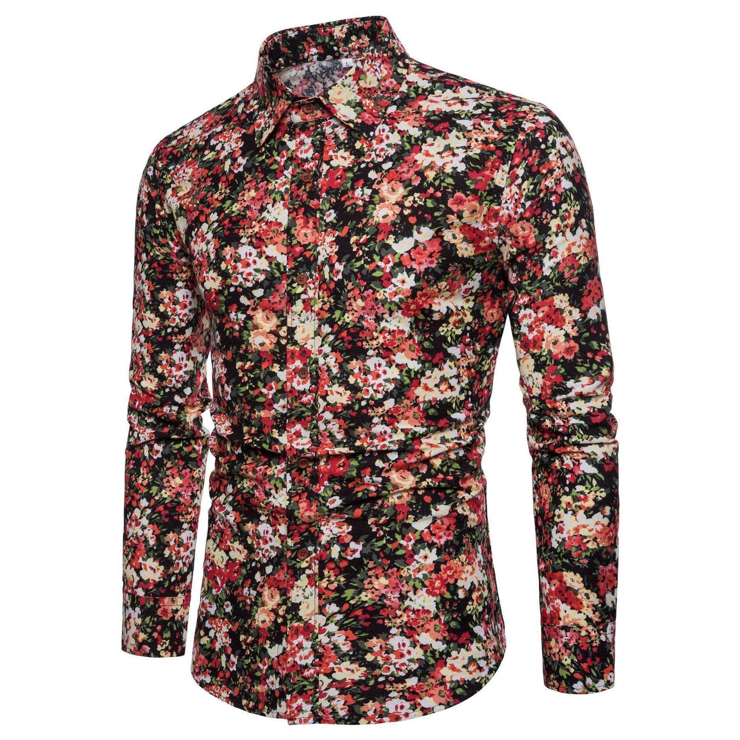Men's Sophisticated Long Sleeve Cotton Flower Shirt Men's Shirts Distinguished Fine Apparel