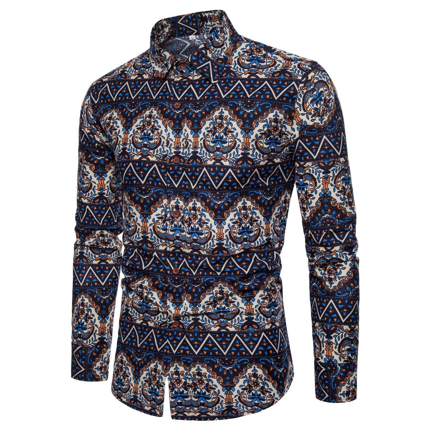 Men's Sophisticated Long Sleeve Cotton Flower Shirt Men's Shirts Distinguished Fine Apparel