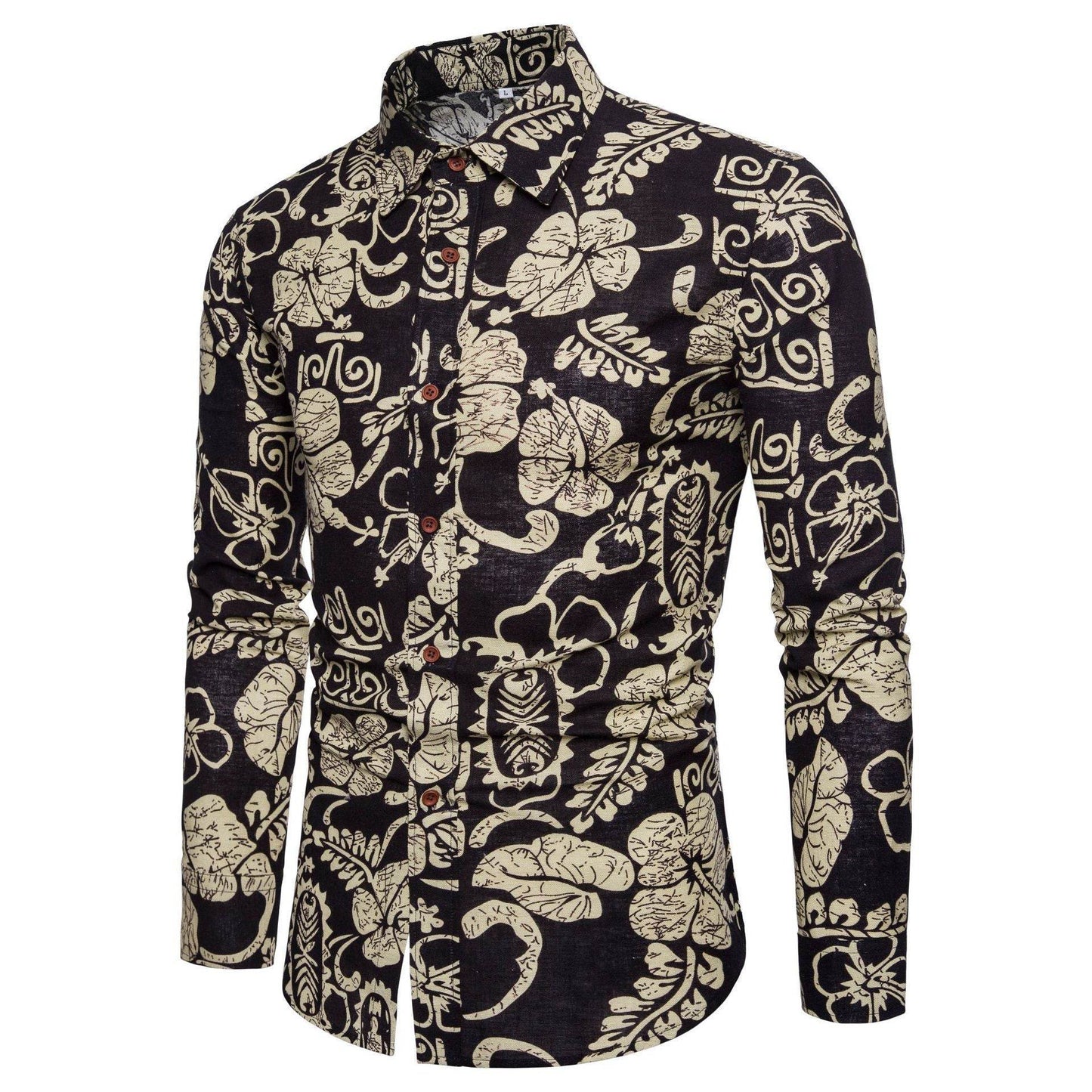 Men's Sophisticated Long Sleeve Cotton Flower Shirt Men's Shirts Distinguished Fine Apparel A M