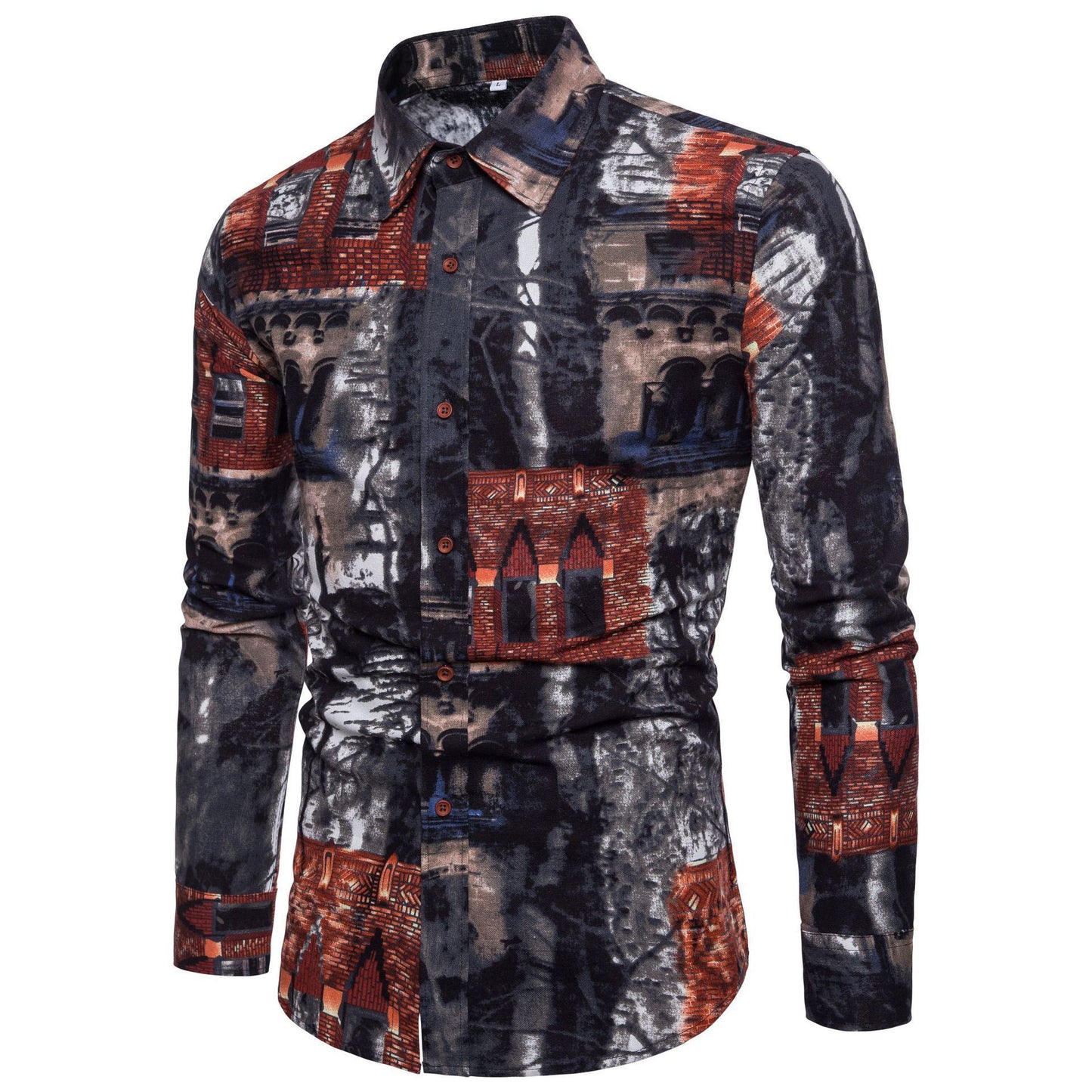 Men's Sophisticated Long Sleeve Cotton Flower Shirt Men's Shirts Distinguished Fine Apparel G 2XL