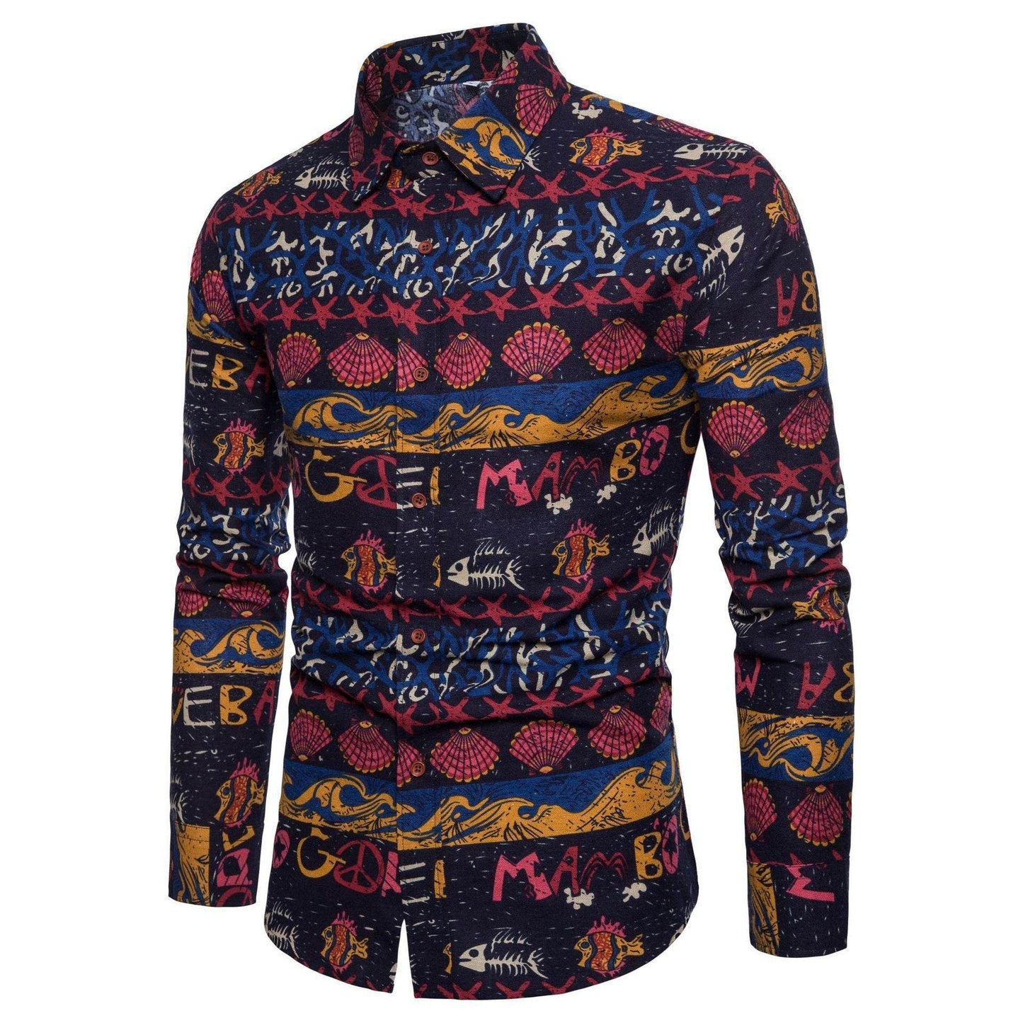 Men's Sophisticated Long Sleeve Cotton Flower Shirt Men's Shirts Distinguished Fine Apparel