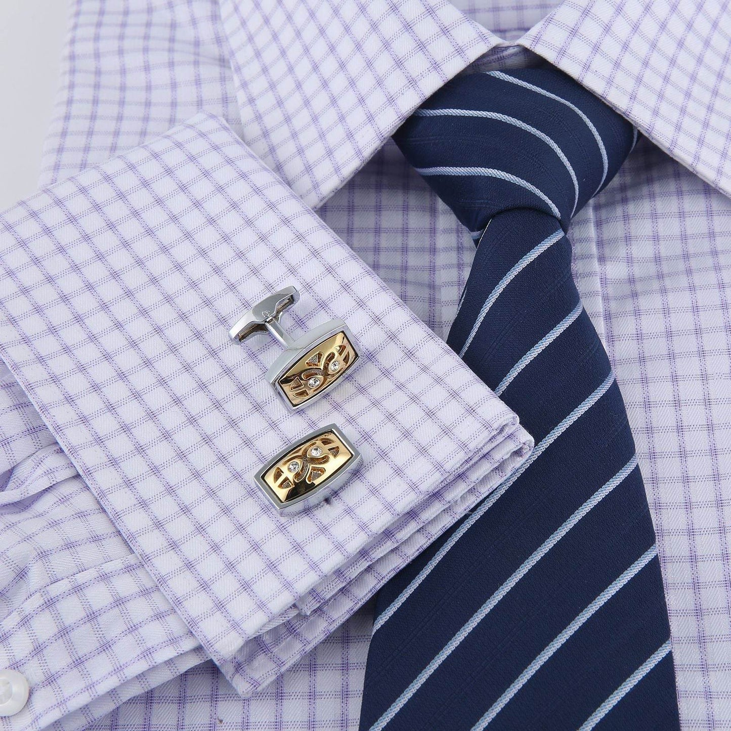 Gentlemen's Professional French Cufflinks Gold Hollow Diamond gents accessorys Distinguished Fine Apparel