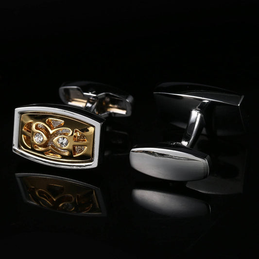 Gentlemen's Professional French Cufflinks Gold Hollow Diamond gents accessorys Distinguished Fine Apparel