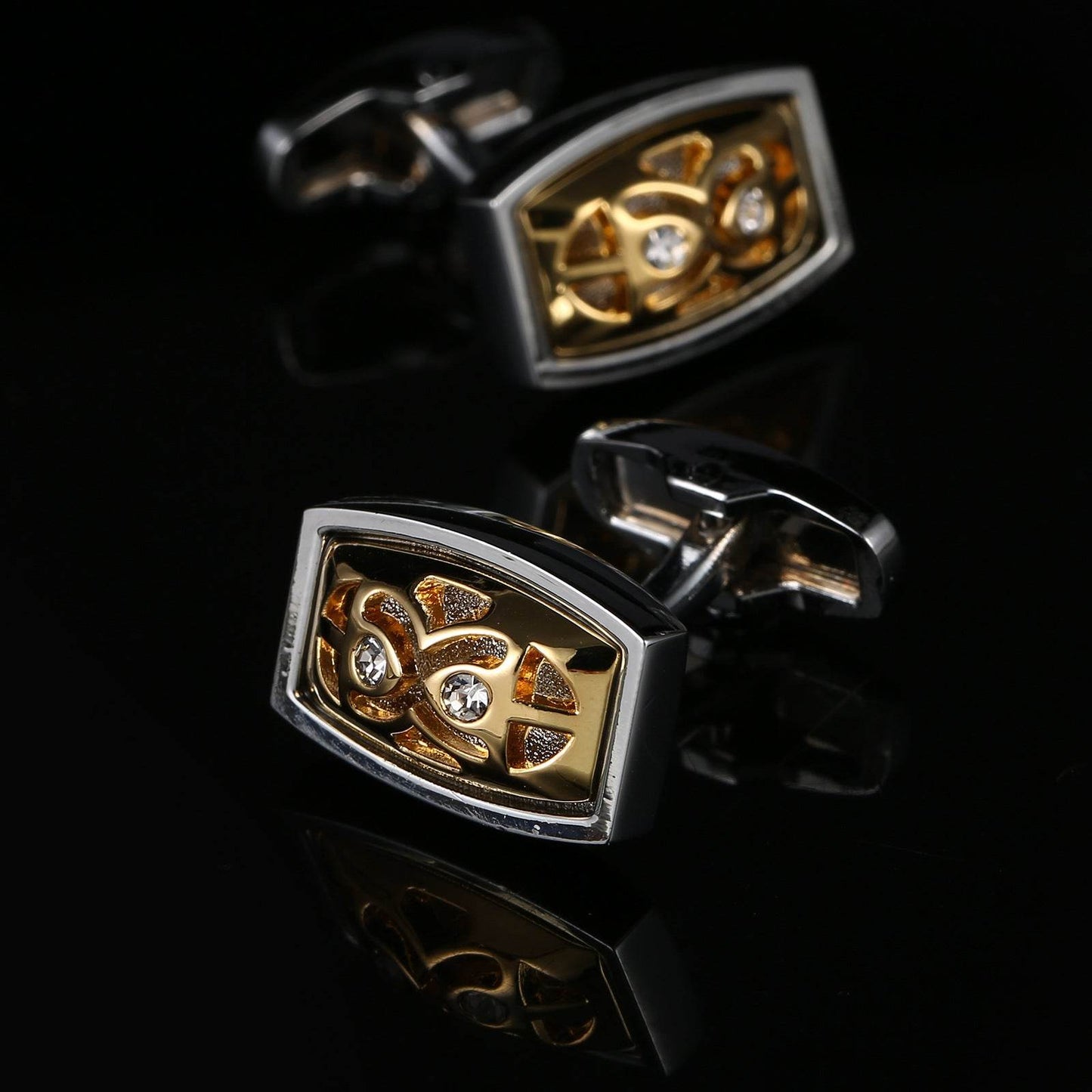 Gentlemen's Professional French Cufflinks Gold Hollow Diamond gents accessorys Distinguished Fine Apparel
