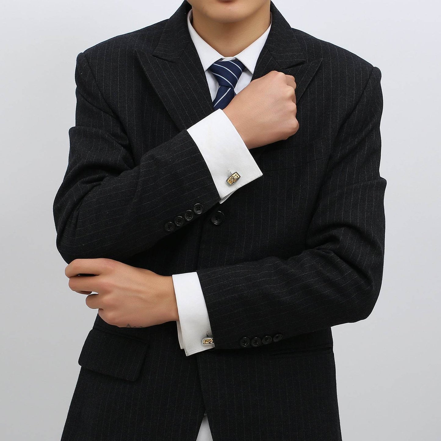 Gentlemen's Professional French Cufflinks Gold Hollow Diamond gents accessorys Distinguished Fine Apparel