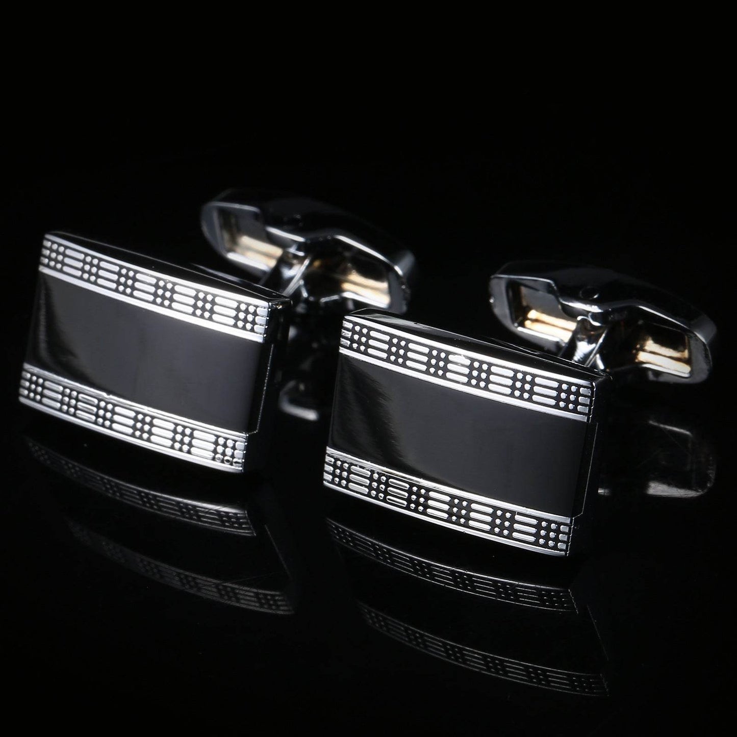 Black Enamel Business Cufflinks - professional attire gents accessorys Distinguished Fine Apparel Black