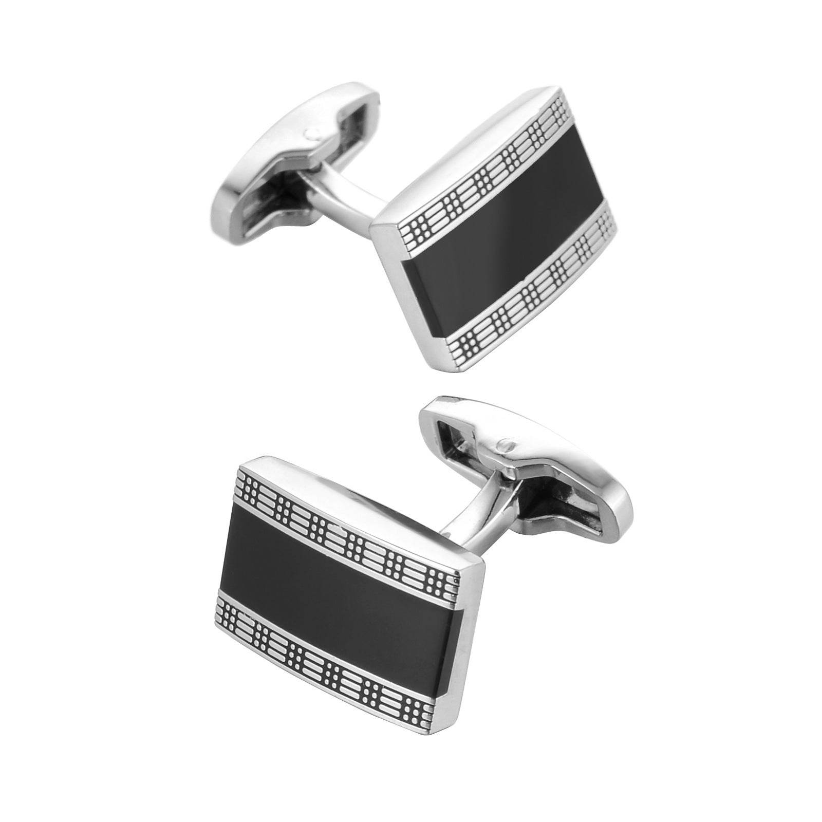 Black Enamel Business Cufflinks - professional attire gents accessorys Distinguished Fine Apparel