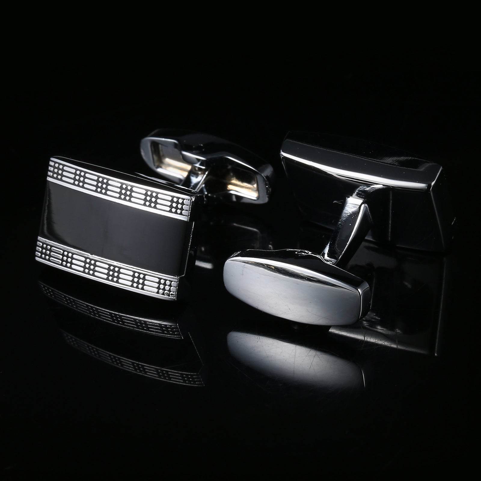 Black Enamel Business Cufflinks - professional attire gents accessorys Distinguished Fine Apparel