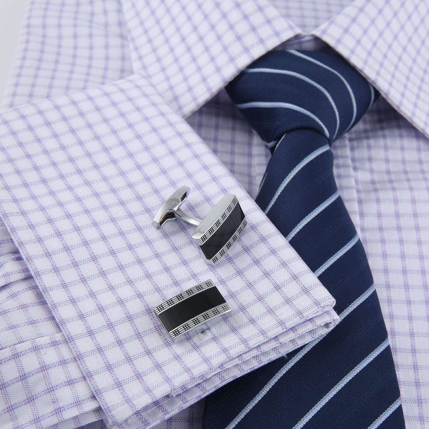 Black Enamel Business Cufflinks - professional attire gents accessorys Distinguished Fine Apparel