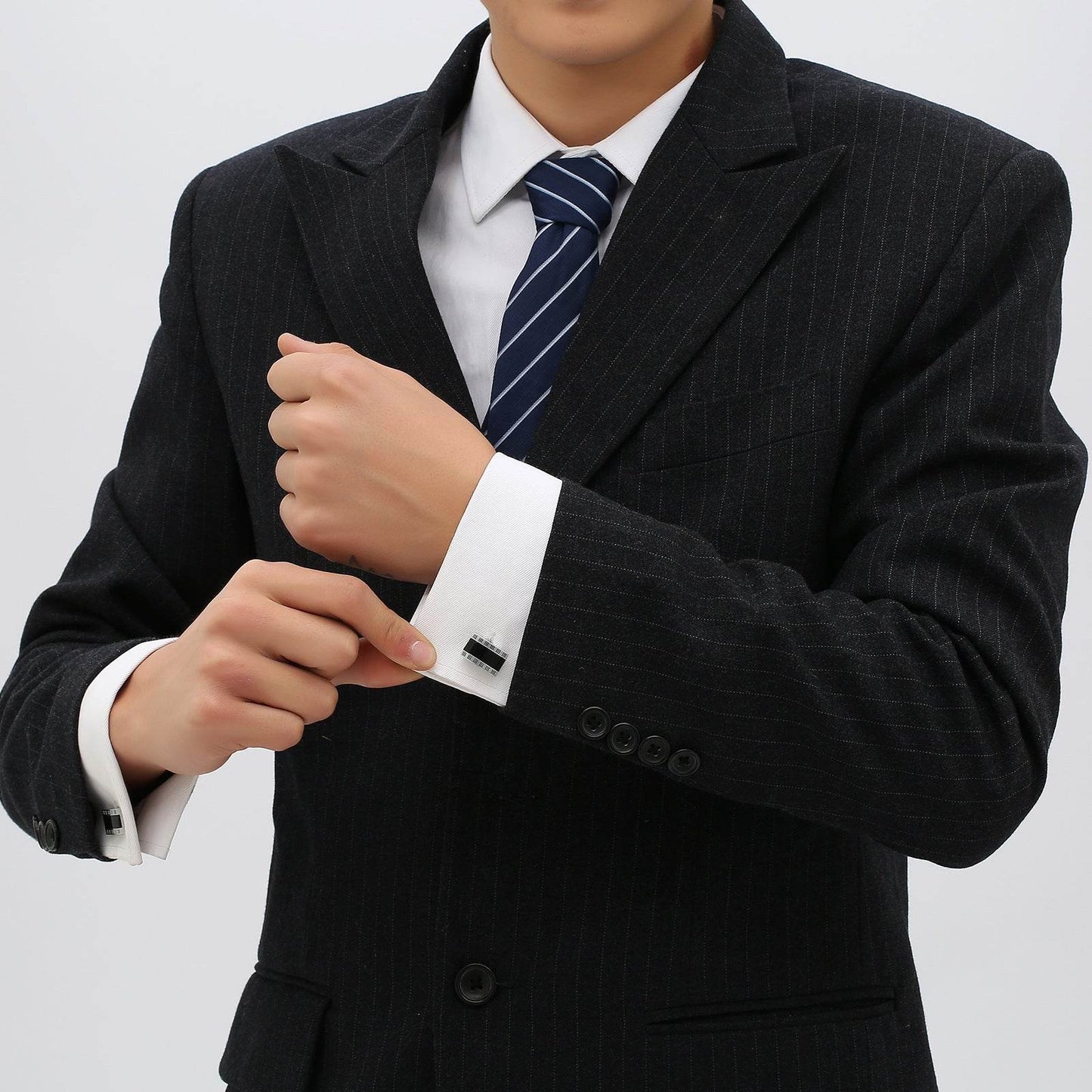 Black Enamel Business Cufflinks - professional attire gents accessorys Distinguished Fine Apparel