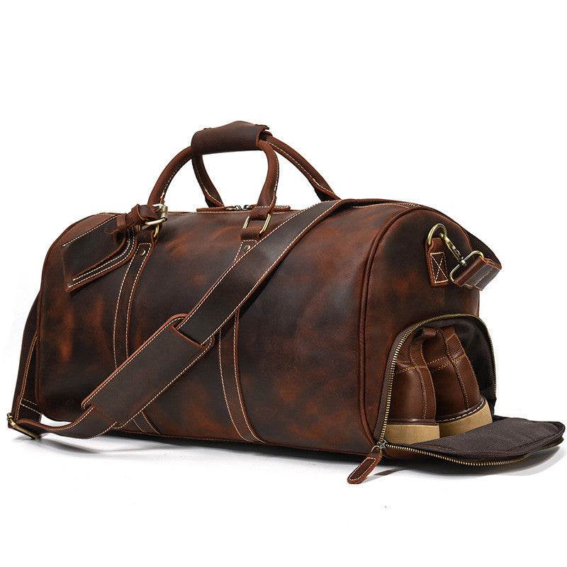 Distinguished Gentlemen's Genuine Leather Travel Bag - Quality Retro Duffel Bag gents bag Distinguished Fine Apparel