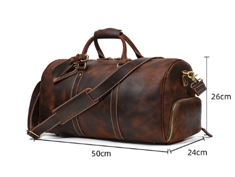 Distinguished Gentlemen's Genuine Leather Travel Bag - Quality Retro Duffel Bag gents bag Distinguished Fine Apparel