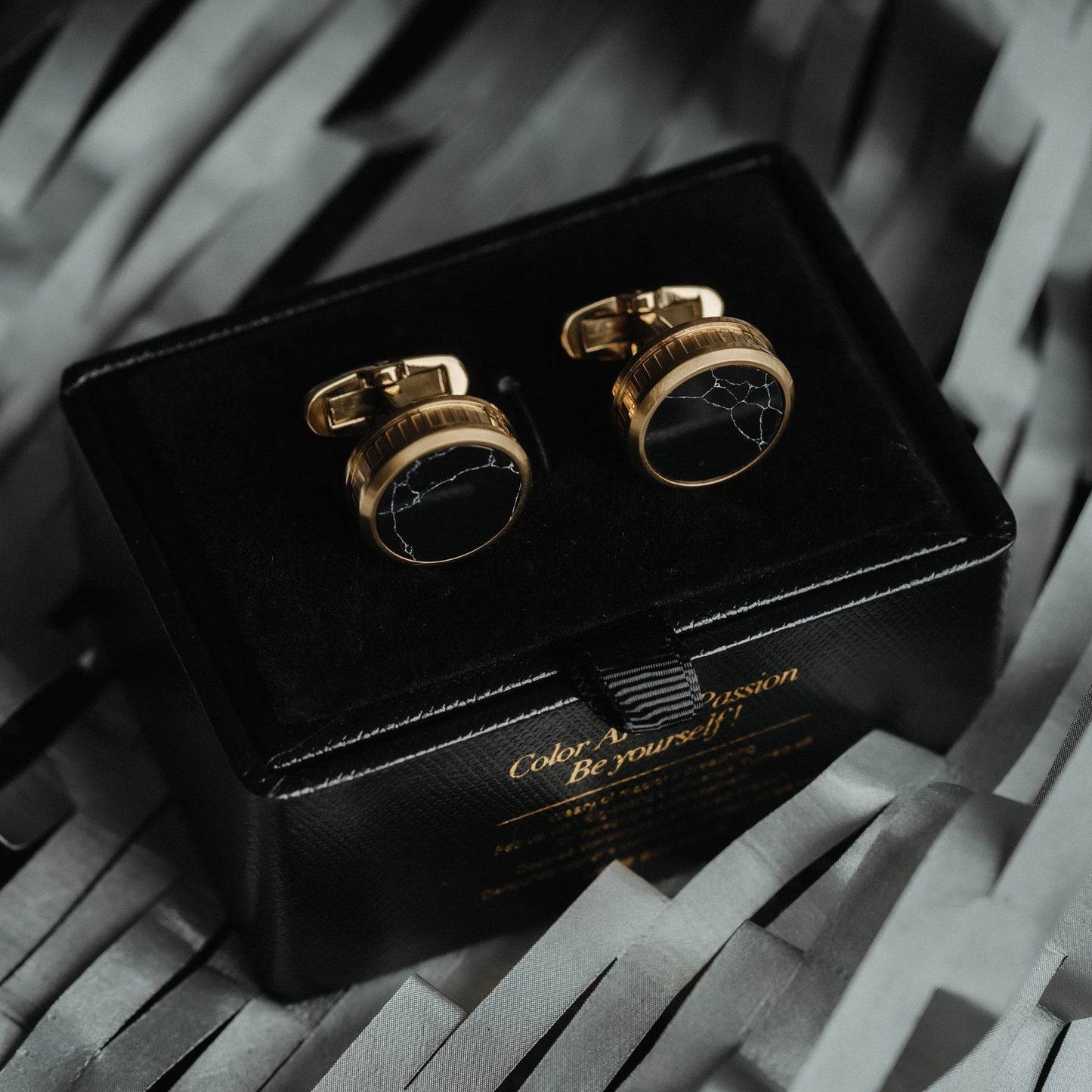 Men's Business French Black Marble Cuff Links Light Luxury gents accessorys Distinguished Fine Apparel