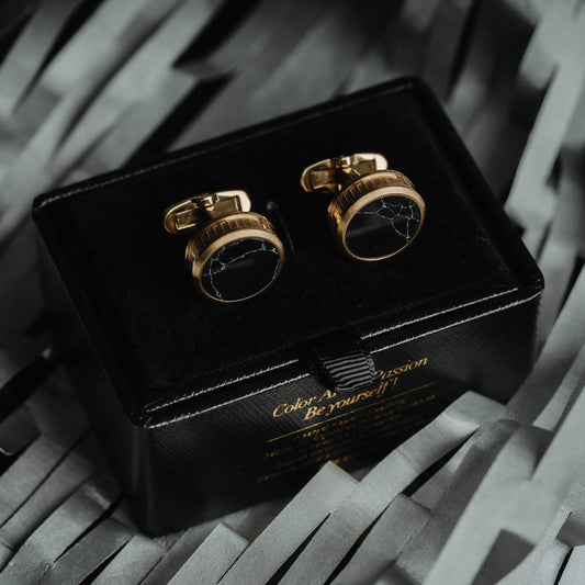 Men's Business French Black Marble Cuff Links Light Luxury gents accessorys Distinguished Fine Apparel