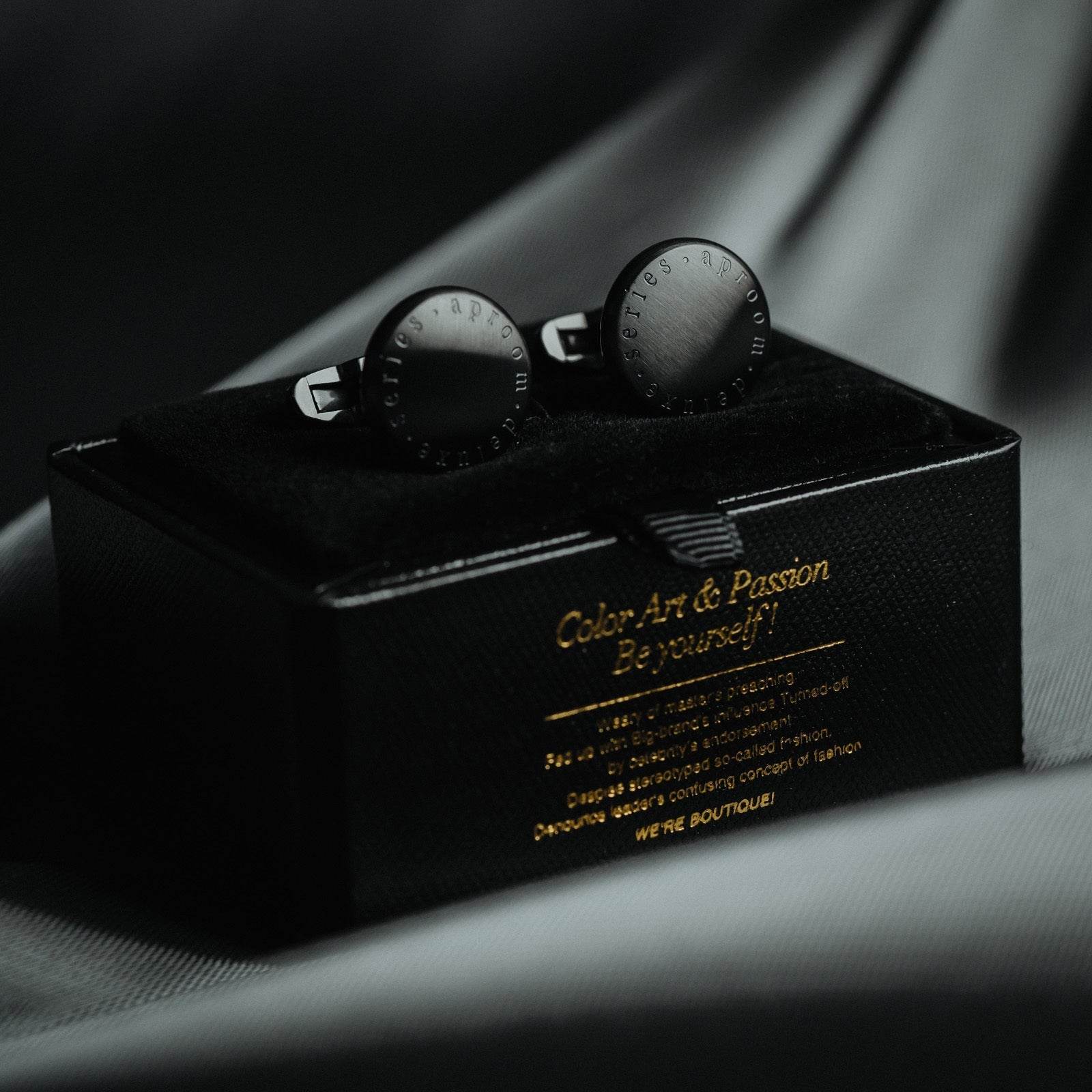 Cufflinks Men's Business Luxury - solid Simple Black gents accessorys Distinguished Fine Apparel