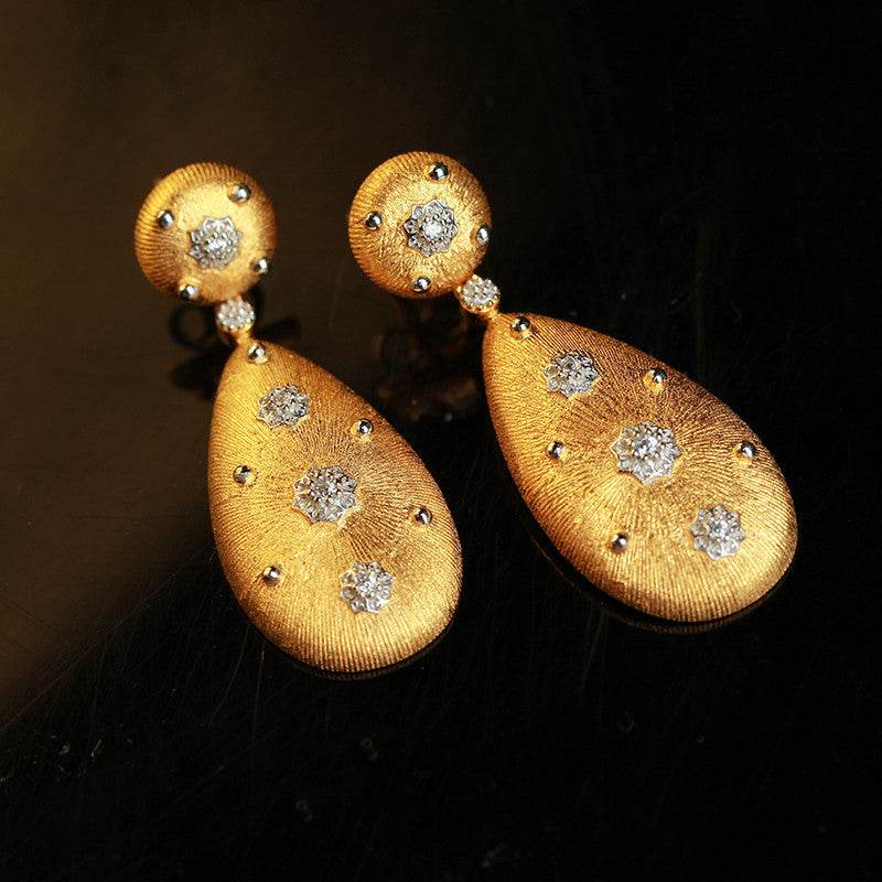Brushed Water Drop Earrings – S925 Silver Gold-Plated Elegance ladys earrings Distinguished Fine Apparel Gold