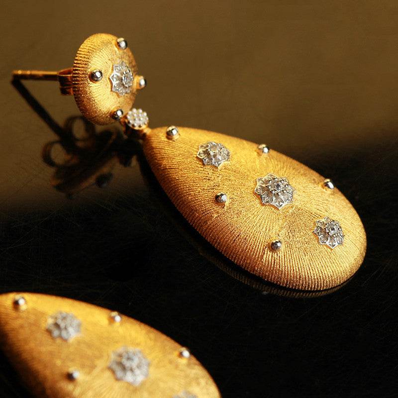 Brushed Water Drop Earrings – S925 Silver Gold-Plated Elegance ladys earrings Distinguished Fine Apparel