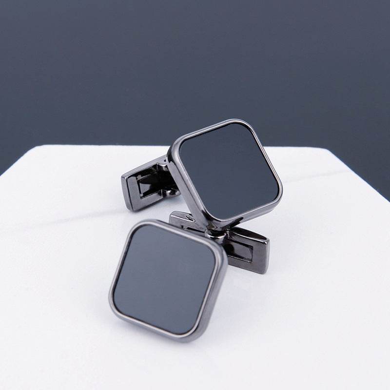 Gentlemen's Cufflinks with Black Face and Grey Sleeve Stud gents accessorys Distinguished Fine Apparel
