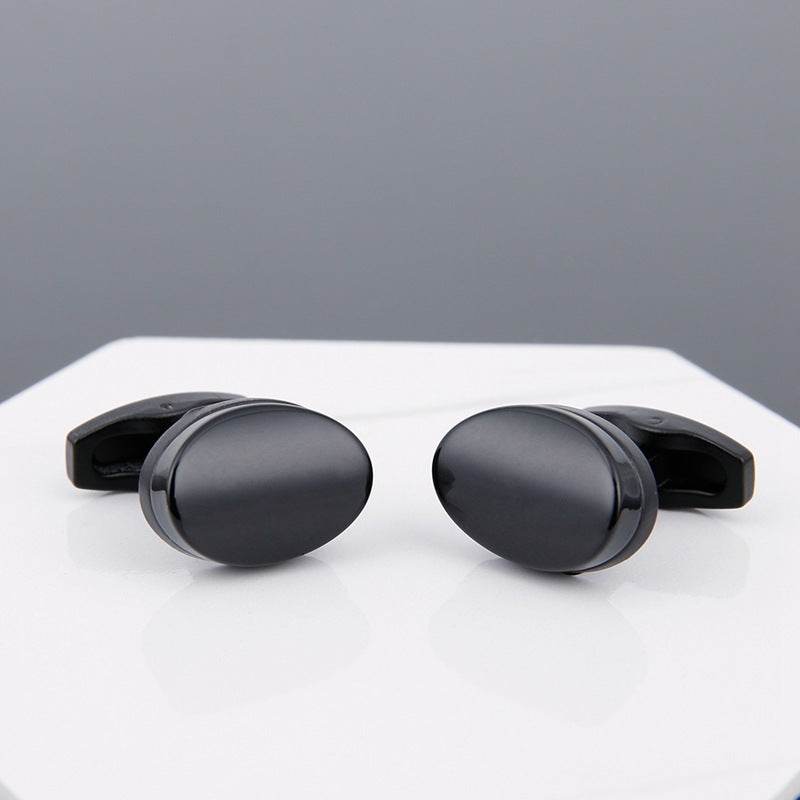 Gentlemen's Cufflinks with Black Face and Grey Sleeve Stud gents accessorys Distinguished Fine Apparel C
