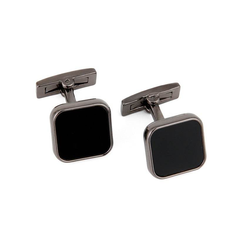 Gentlemen's Cufflinks with Black Face and Grey Sleeve Stud gents accessorys Distinguished Fine Apparel A
