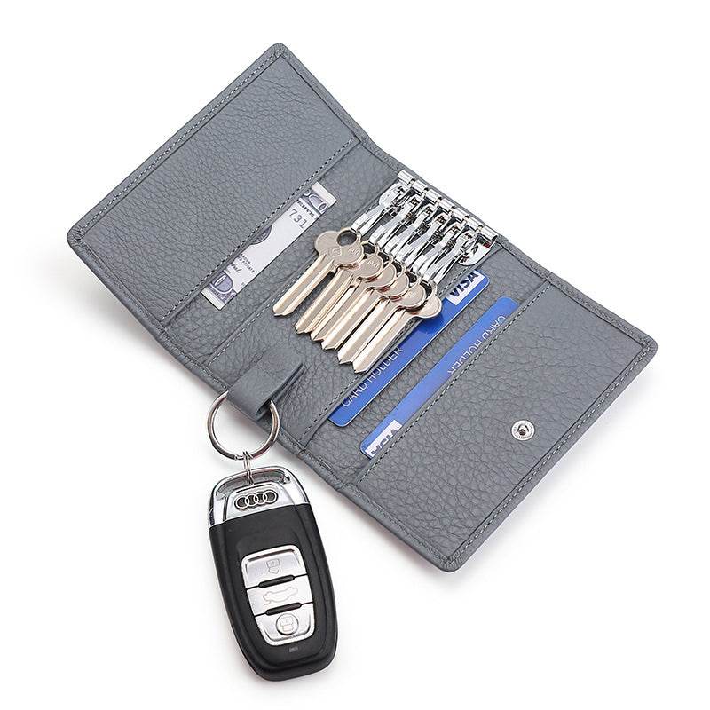 Genuine Leather Household Key Case - Card and Cash Holder gents accessorys Distinguished Fine Apparel Gray