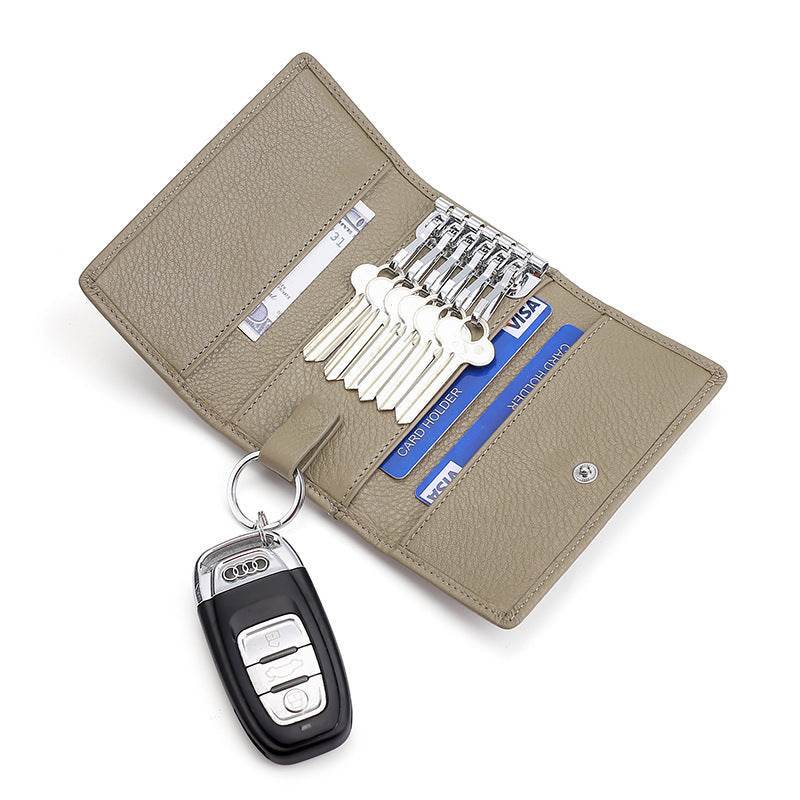 Genuine Leather Household Key Case - Card and Cash Holder gents accessorys Distinguished Fine Apparel Khaki